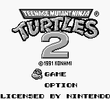Teenage Mutant Ninja Turtles II Back from the Sewers title screen for GameBoy